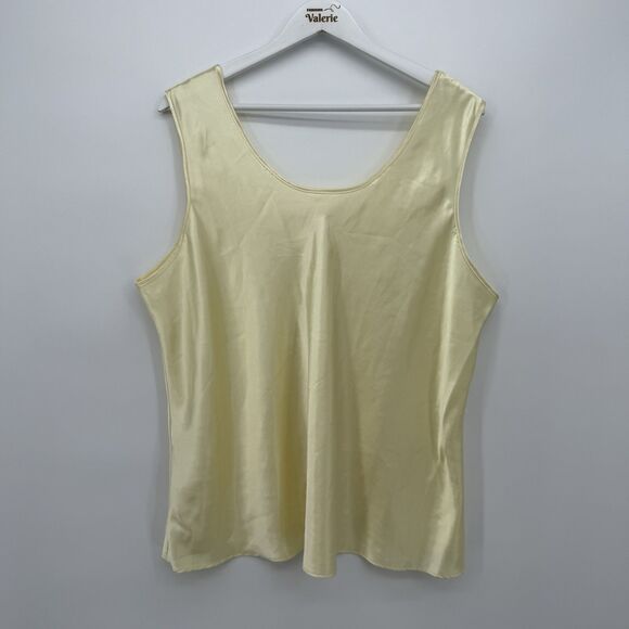 Serenada Pale Yellow Satin Tank Top Sleepwear Size 2X 22/24 Plus - Picture 1 of 6